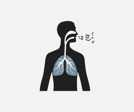 recommend clip art: Lungs man body silhouette. Vector illustration, flat design.