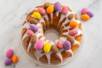 home made apple carrot sponge cake for easter