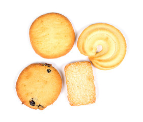 butter cookies isolated on white background.
