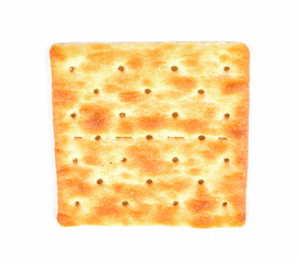 Square cracker isolated on white background.