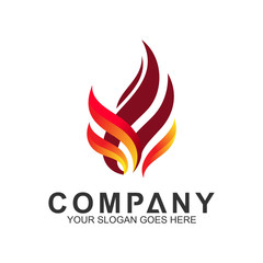 fire logo design template, abstract fire vector