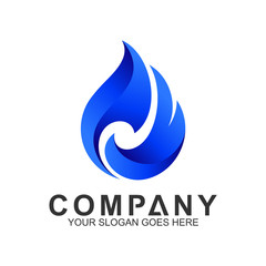 blue fire logo design template, abstract fire vector