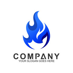 blue fire logo design template, abstract fire vector