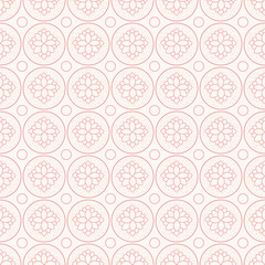 Succulent outline geometric pattern. Seamless vector repeat background plant design in pink and terracotta.