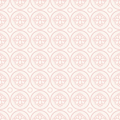 Succulent outline geometric pattern. Seamless vector repeat background plant design in pink and terracotta.