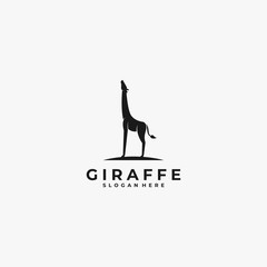 Vector Logo Illustration Giraffe Silhouette Style.
