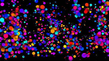 Naklejka na ściany i meble Abstract simple background with beautiful multi-colored circles or balls in flat style like paint bubbles in water. 3d render of particles, colored paper applique. Creative design background 6