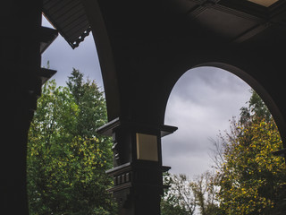 beautiful gazebo in the Park in summer, Moscow