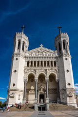 Fototapeta na wymiar The Basilica of Notre-Dame of Fourviere in Lyon, France, Europe