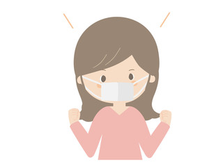 Woman doing guts pose wearing mask