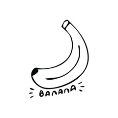 Fototapeta na wymiar Doodle banana drawn summer for decoration design. Vector sketch.