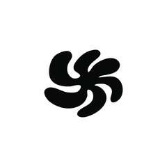 Hand drawn black element, african flower, silhouette. Vector illustration.