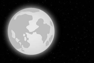 Full moon on night  sky background. Vector illustration.