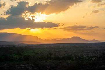 Sunset landscape in Amboseli National Park, Kenya