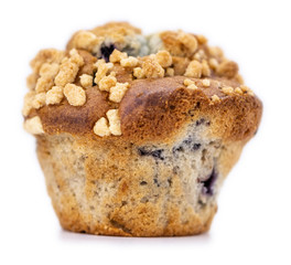 Some Blueberry Muffins isolated on white (selective focus)