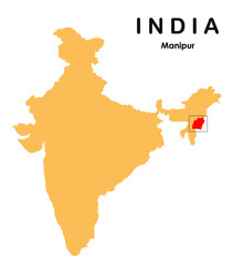 Manipur in India map. Manipur map vector illustration