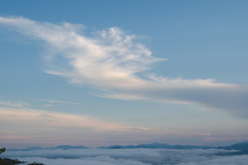Morning mist on the mountain. The sea mist'sTalay Mok Aiyoeweng The culmination of the most beautiful sea mist in the South. Betong, Yala, Thailand.