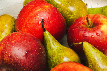 fresh and ripe fruits apples and pears