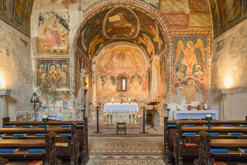 ancient small church of St. John in the historic center of bolzano in South Tyrol, Trentino Alto...