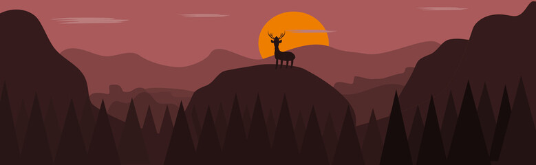 Vector season landscape in a minimalist style.Vector banners with nature.