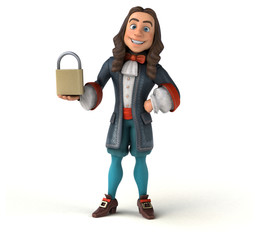 3D Illustration of a cartoon man in historical baroque costume