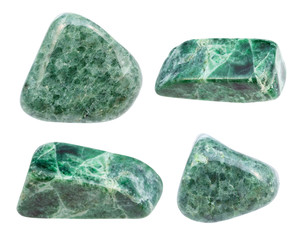 set of various Jadeite gemstones isolated on white