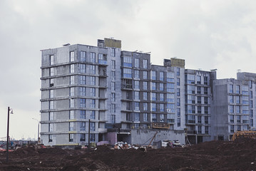 Construction of high-rise residential buildings in the big city. 