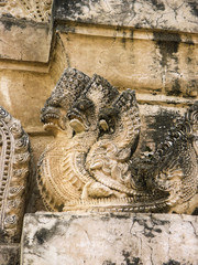 Détail d'une sculpture d'un des temples de Sukhothaï (première capitale du Siam) en Thaïlande.