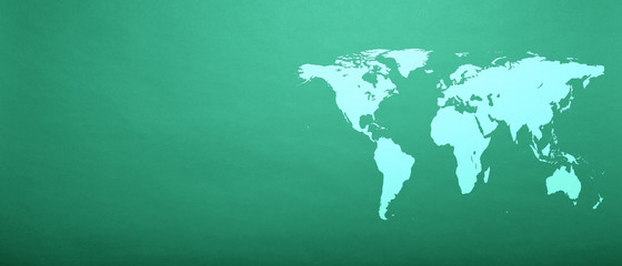 a world map on Aqua Menthe paper background