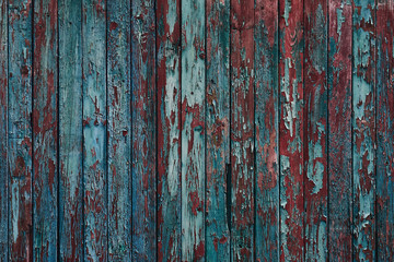 old wooden fence with peeling paint - Powered by Adobe