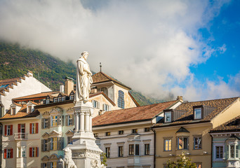 Walther square (Walther Platz), showing the monument of Walter von der Vogelweide,one of the most important poets of the 12th and 13th century.