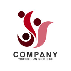 Simple family logo design. Community care. Adoption and charity logo icon. Healthy People symbol.