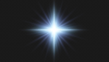 Shining star, the sun particles and sparks with a highlight effect, color bokeh lights glitter and sequins. On a dark background transparent. Vector, EPS10