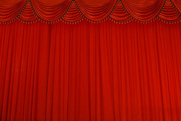 Theater stage red curtains or cinema drapes.    