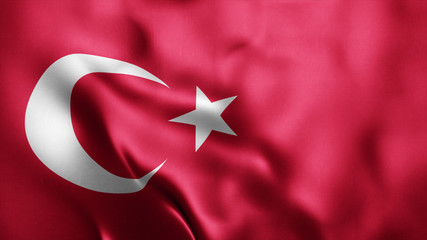 3d Rendered Realistic fabric Shiny Silky waving flag of Turkey 8K Illustration Flag Background Turkish National Flag