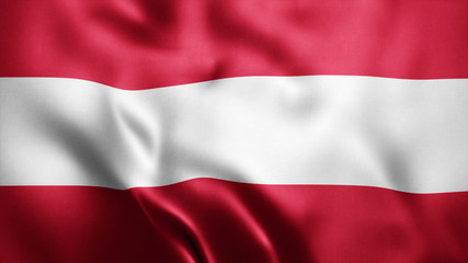 Fototapeta na wymiar 3d Rendered Realistic fabric Shiny Silky waving flag of Austria 8K Illustration Flag Background Austria National Flag