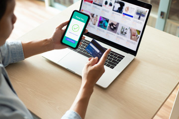 using smartphone and credit card online shopping
