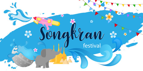 Fototapeta na wymiar Songkran festival celebration thailand holiday background