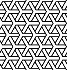 Seamless geometric hexagons pattern. Black and white texture.