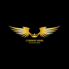 winged crown golden logo / vector illustration.