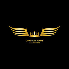 winged crown golden logo / vector illustration.
