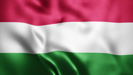 3d Rendered Realistic fabric Shiny Silky waving flag of Hungary 8K Illustration Flag Background Hungary National Flag