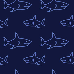 Shark fish icons pattern. Sharks seamless background. Seamless pattern vector illustration