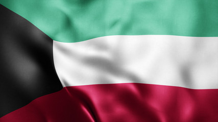  3d Rendered Realistic fabric Shiny Silky waving flag of Kuwait 8K Illustration Flag Background Kuwait National Flag