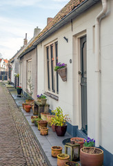 Fototapeta na wymiar Historic houses in the Dutch village of Goedereede, South Holland