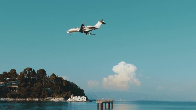 Plain landing closeup slow motion shot
