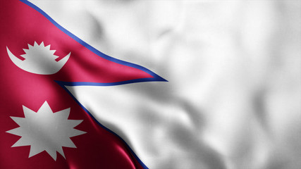 3d Rendered Realistic fabric Shiny Silky waving flag of Nepal 8K Illustration Flag Background Nepal National Flag