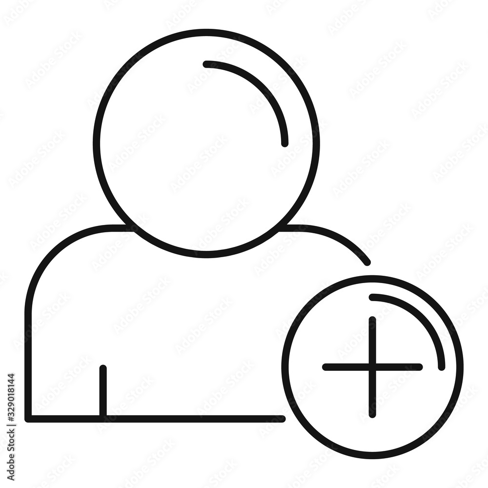 Poster add friend avatar icon. outline add friend avatar vector icon for web design isolated on white backg