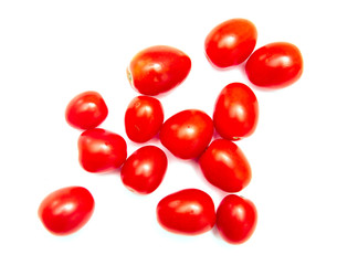 Red cherry tomatoes on a white background