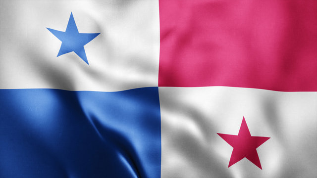 3d Rendered Realistic fabric Shiny Silky waving flag of Panama 8K Illustration Flag Background Panama National Flag